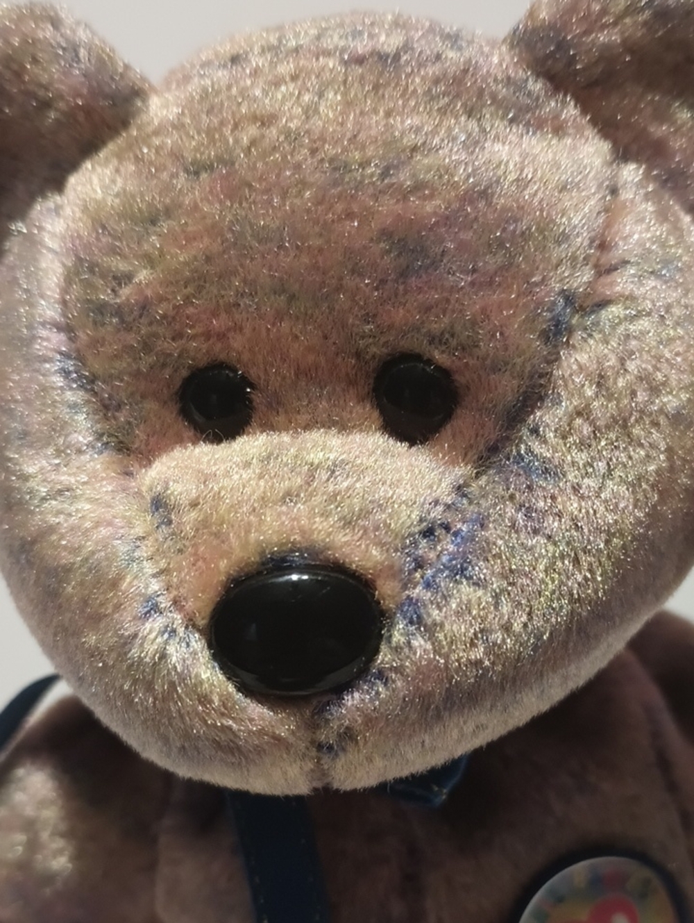 Ty Brown Plush Teddy Bear with Navy Ribbon - Picture 8 of 10